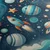Slika pisani planeti in zvezde - 40x80