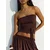 Bershka Top  temno rjava