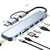 Hub postaja Techsuit DataBridge 8v1 (H9) USB-A/USB-C - 4x USB-A, USB-C, 3.5mm Jack, TF/SD kartica - gray