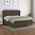 Vidaxl Box spring postelja z vzmetnico LED temno rjava 160x200cm blago