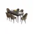 Hanah Home Set Trpezarijski sto i 6 stolica Roz, Braon-crni