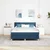 Vidaxl LED Box Spring Postelja z LED trakami Modra 140 x 190 cm blago