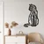 WallXpert metalni zidni ukras 5029, geometrijska mačka koja sedi, 31 x 46 cm, crni