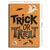 WallXpert slika na platnu 70100HALC-003, natpis Trick or Treat sa duhom i slepim miševima na narandžastoj pozadini, 70 x 100 cm