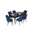 Hanah Home Set Trpezarijski sto i 6 stolica Nef, Plavo-crni