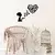 Wallity Zidna dekoracija Birds Woman Heart-465, 63x50cm, Crna
