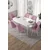 Hanah Home trpezarijski set Via, sto na razvlačenje i 6 stolica, bela ploča, roze tkanina Jerry