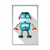 Plakat modri robot na belem ozadju - 30x45 silver