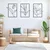 WallXpert metalni zidni ukras DCV-1104-MT, linijske biljke i lala u 3 rama, 3 dela, 37 x 50 cm, crni