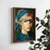 WallXpert uramljena MDF slika NAL075-70, portret devojke sa plavom maramom i bisernom minđušom, u stilu uljane slike, 50 x 70 cm