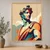 WallXpert uramljena slika na platnu Cc-D-Ah-1014, geometrijski portret antičke statue u pastelnim bojama, 45 x 60 cm
