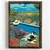 WallXpert uramljena MDF slika NAL119-46, žena sa šeširom i pas pored bazena među mediteranskim biljem, 35,5 x 47 cm