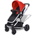 VIDAXL 2v1 otroški voziček, aluminij rdeč-črn