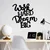 Wallxpert Zidna dekoracija Work Hard Dream Big 1, 53x52cm, Crna