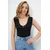 Trend Alacati Stili Ženska bluza bez rukava Alc-X13753, V-izrez, Crna