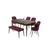 Hanah Home trpezarijski set Pir, sto, 4 stolice i klupa, ploča u dekoru drveta Baroque, bordo tkanina Babyface