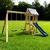 Kinder Home Dečiji drveni set 4u1 – tobogan 1,8 m, 2 ljuljaške, penjalica i mreža od konopaca 308×318×244cm