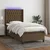 Vidaxl Box spring postelja z vzmetnico LED temno rjava 100x200cm blago