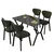 HANAH HOME Set Trpezarijski sto i 4 stolice Elma Green Black