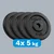 Rebel Active Liveni okrugli tegovi RBA-2128, Set 4x5kg / 31mm, Crne boje