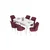 Hanah Home Set Trpezarijski sto i 6 stolica Eva, Bordo-beli
