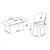 HANAH HOME Rasklopivi trpezarijski sto i stolice (5 delova) Asfel Travertine Anthracite