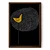 WallXpert uramljena MDF slika 3752KACT-045, žuta ptica ispred bele šare na crnoj pozadini, 37 x 52 cm