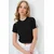 Trend Alacati Stili Ženska bluza kratkih rukava Alc-X13730, Okrugli izrez, Crna
