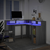 Radni stol s LED svjetlima siva boja hrasta 130x130x91cm drveni