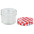 VIDAXL stekleni kozarec z belim in rdečim pokrovom, 48 kosov