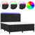 Greatstore Box spring postelja z vzmetnico LED črna 180x200 cm žamet