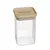 Square container, borosilicate glass, 8x8cm, 550ml, with bamboo lid -