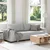 Vidaxl Trosed kavč sivo-bel 220x77x82 cm blago