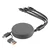 USB kabl ONES 6u1 - Type-C/USB na Type-C, Lightning i Micro USB, 60W, uvlačivi, sivi