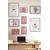 WallXpert set od 8 uramljenih slika Çgs-063, roze i crveni motivi – karte za igru, trešnje, disko kugla i balon pas, crni ram