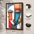 WallXpert uramljena MDF slika 3752KACT-011, kubistički portret žene u šarenim blokovima boje, 37 x 52 cm