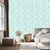 Tapeta s srčki, bela, meta in morsko modra, 50x1000 cm