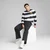 Mens Puma Class Striped Crew, Blue, Size L, Clothing