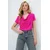 Trend Alacati Stili Ženska bluza kratkih rukava Alc-X13883, V-izrez, Ciklama