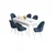 Hanah Home Set Trpezarijski sto i 6 stolica Roz, Plavo-beli
