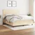Vidaxl Box spring postelja z vzmetnico krem 160x200 cm blago