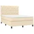 Vidaxl Box spring postelja z vzmetnico krem 140x190 cm blago