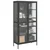 Visoka komoda crna 85 x 40 x 180 cm od stakla i čelika
