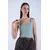 Trend Alacati Stili Ženska bluza bez rukava Alc-X13453, Brod izrez, Zelena