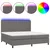 Krevet box spring s madracem LED sivi 200x200cm od umjetne kože