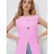 Trend Alacati Stili Ženska bluza bez rukava Alc-X13729, Okrugli izrez, Roze