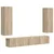 Set TV komoda Zidne 3 pcs Sonoma hrast Konstruirano drvo