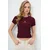 Trend Alacati Stili Ženska bluza kratkih rukava Alc-X13672, Okrugli izrez, Bordo