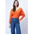 Trend Alacati Stili Ženska bluza dugih rukava ALC-019-053-BLZ, V-izrez, Narandžasta