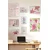 WallXpert set od 8 uramljenih slika Çgs-056, roze letnji motivi – lubenica, morske zvezde, kokteli i labud, beli ram